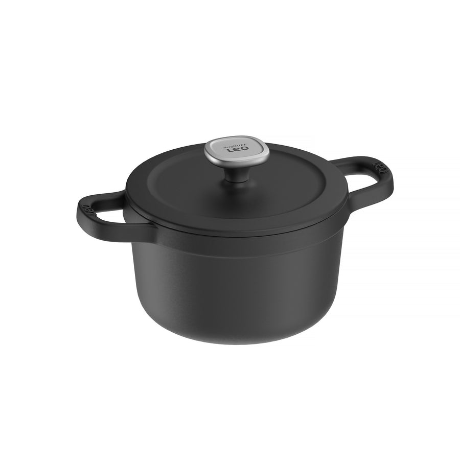 Graphite lav gryde i støbejern med låg 20 cm