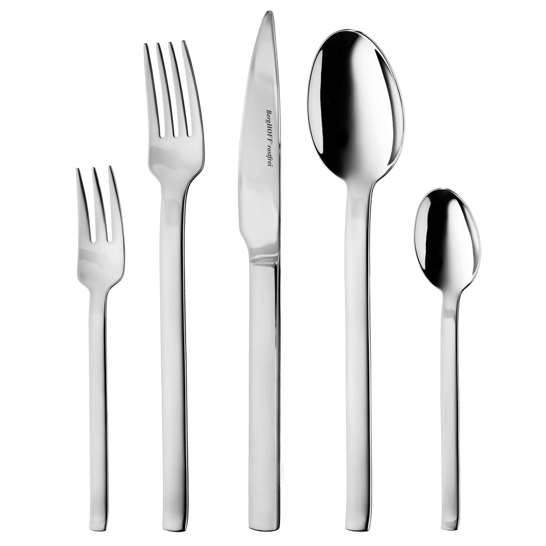 BergHOFF 30-Piece Flatware Set - Essence Designer Stainless Steel Cutlery with Sleek Rectangular Design