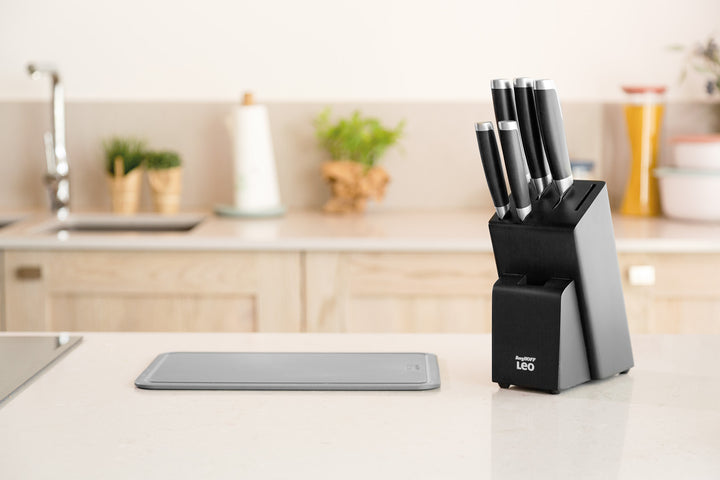 BergHOFF 6-Piece Knife Block Set - Graphite Series with Stainless Steel Knives and Poultry Shears Storage