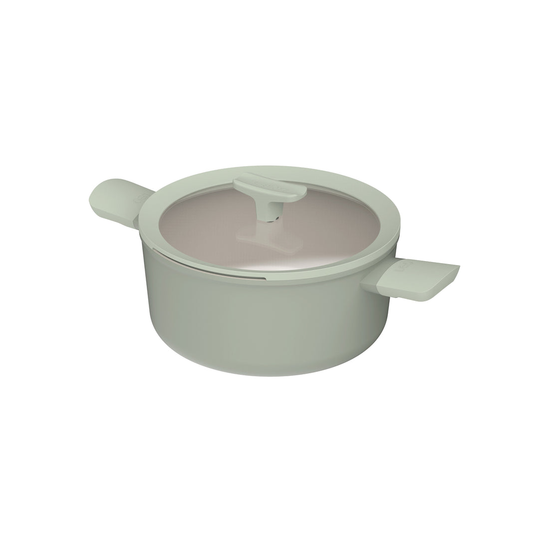 BergHOFF 24cm Covered Stockpot - Balance Sage with Ceramic Non-Stick & Glass Lid with Spoon Rest