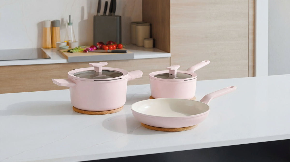 Balance 5-delt grydesæt med slip-let, Rose – 2