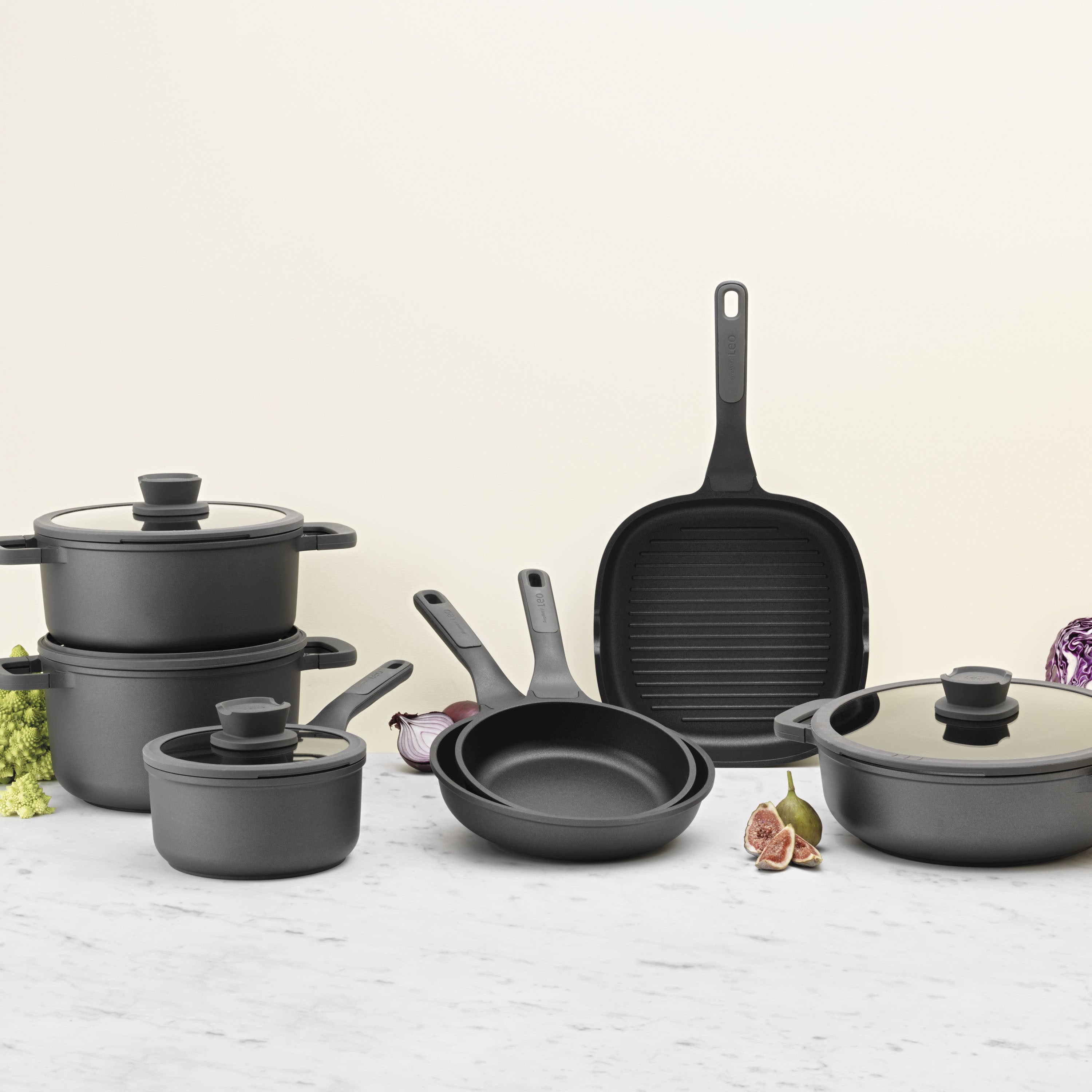 BergHOFF 18cm Saucepan – Stone+ Series with Straining Glass Lid and Silicone-Inserted Handle