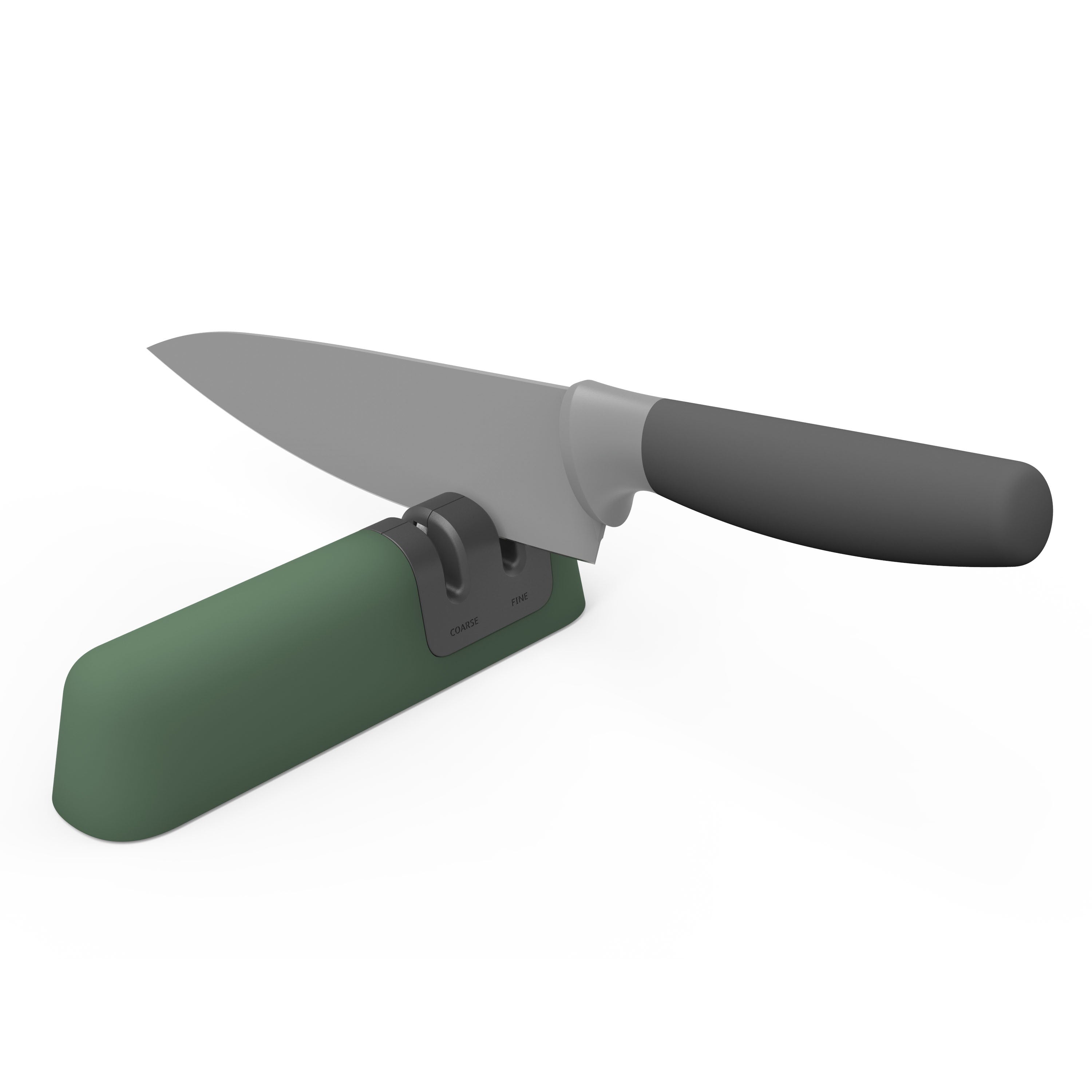 BergHOFF Knife Sharpener - Two-Stage Green with Coarse/Fine Slots and Ergonomic Non-Slip Base