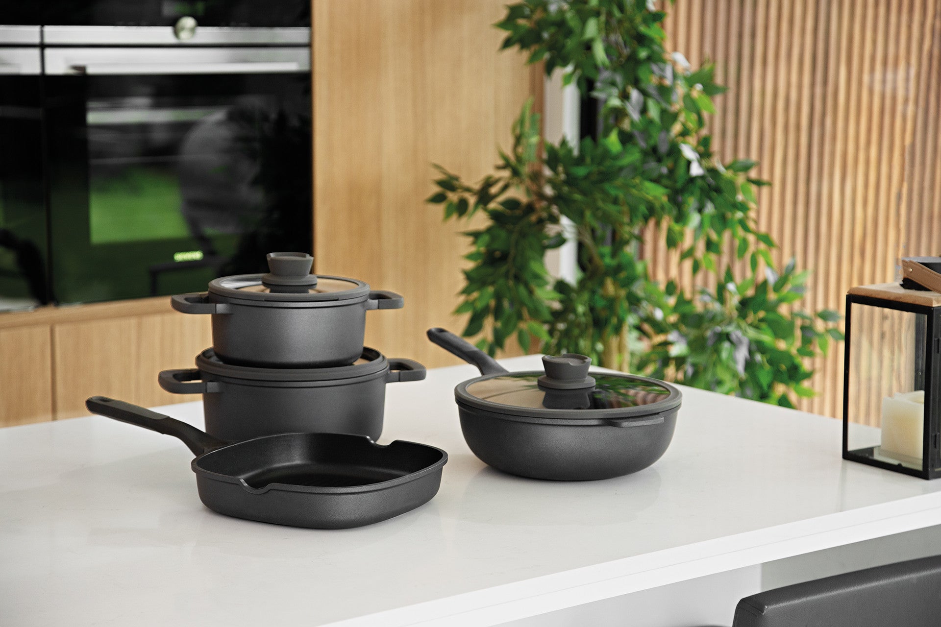 BergHOFF 20cm Covered Casserole – Stone+ Series with Straining Lid and Removable Silicone Grips