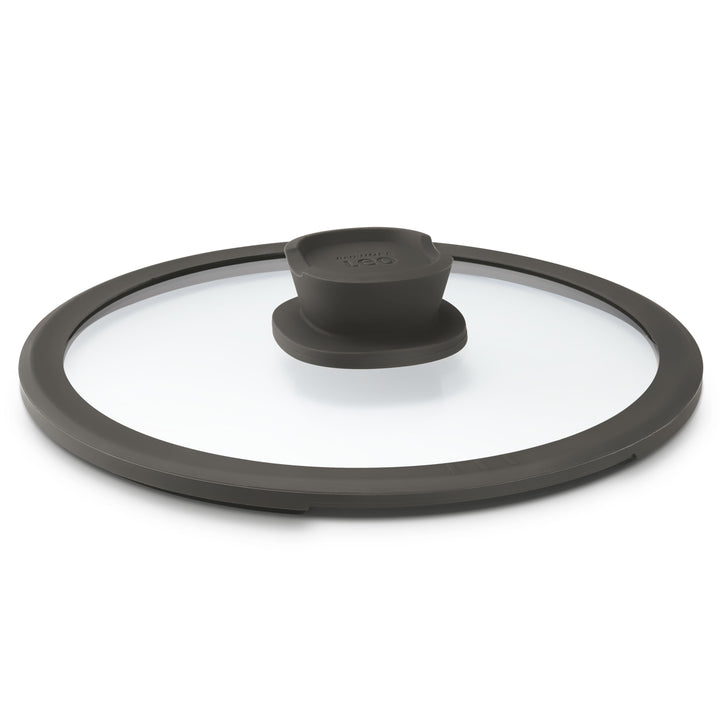 BergHOFF Glass Lid Stone+ 28cm - Large Steam Vent Glass Lid with Silicone Rim and Soft-Touch Handle