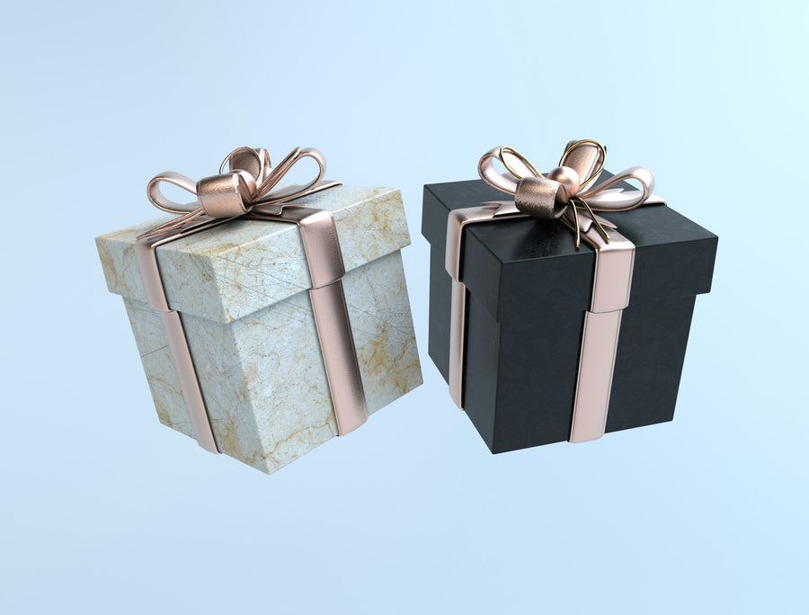 Two gift boxes with ribbons